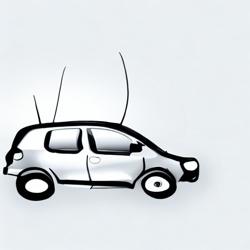 A black car is drawn on a white background. AI image generated of A black car is drawn on a white background.