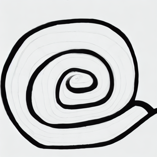 A black and white drawing of a spiral. AI image generated of A black and white drawing of a spiral.