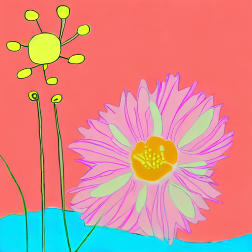 A drawing of a flower in a pink background. AI image generated of A drawing of a flower in a pink background.