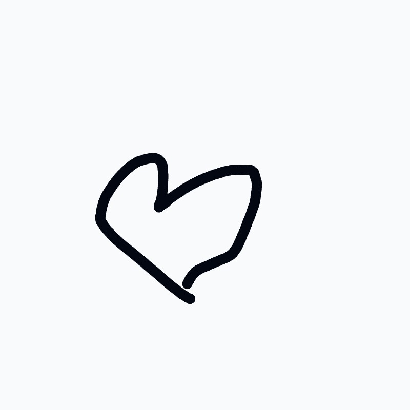 A black heart drawn on a white background.
